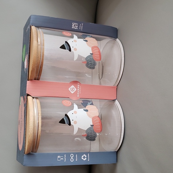 2 pk glass storage ghost and pumpkins fall containers NIB - Picture 1 of 6
